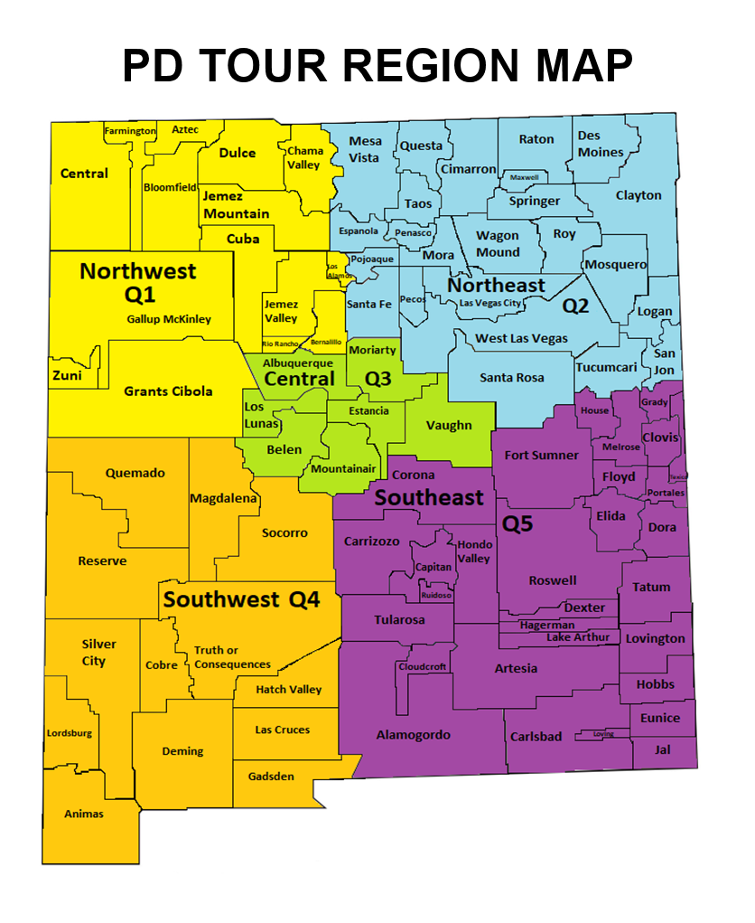 PD events map divided into colored quadrants